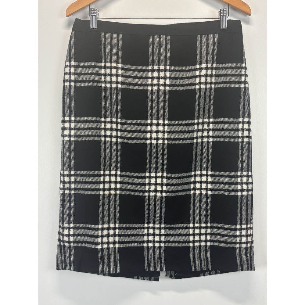 NEW! Talbots Black White Check Pencil Skirt 12p Petites Lined